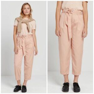 𝅺FRANK & Oak High-Waisted Blush Belted Trousers Size 6